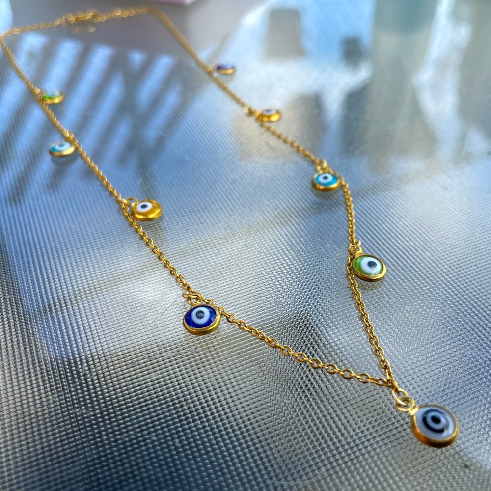 Evil Eye Charm Necklace - Stainless Steel - MAL DE OJO